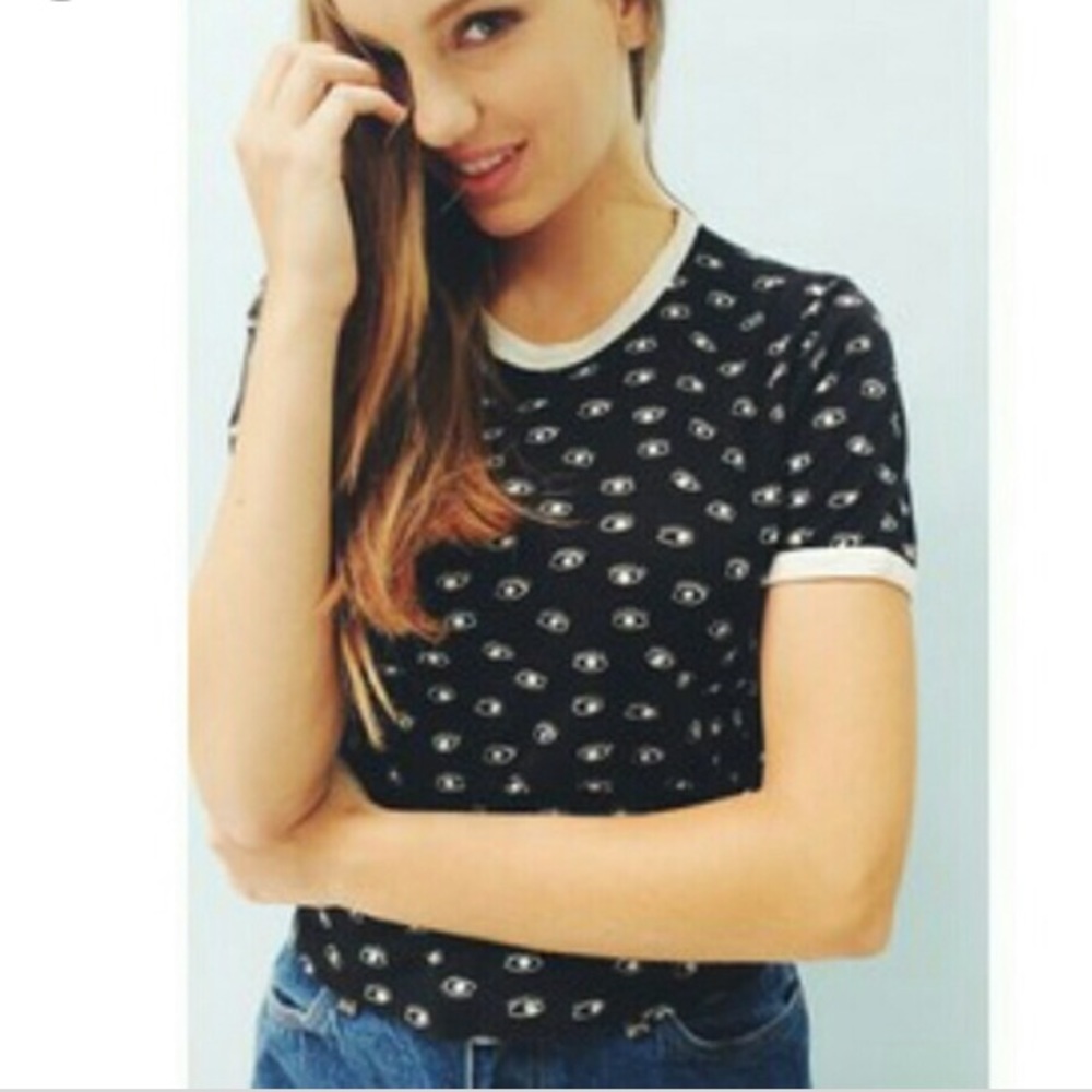 RARE Brandy Melville Black Eyes Shirt